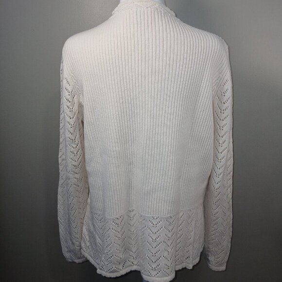 HEARTS OF PALM CREAM SWEATER LONG SLEEVE WOMENS SIZE VNECK MEDIUM - Picture 8 of 9